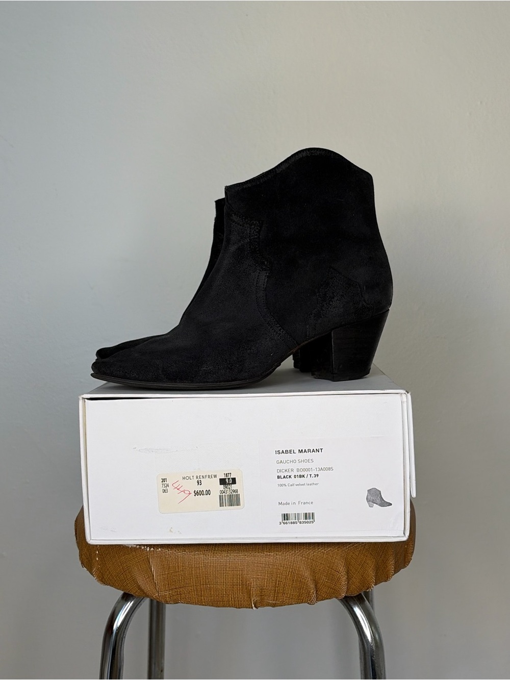 Isabel Marant Black Suede Western-Style Ankle Boots